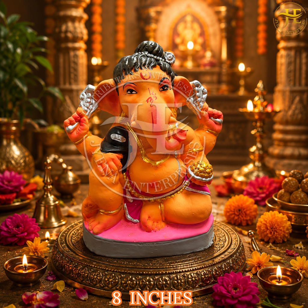 CLAY GANESH STATUE 8 INCHES - Image 4